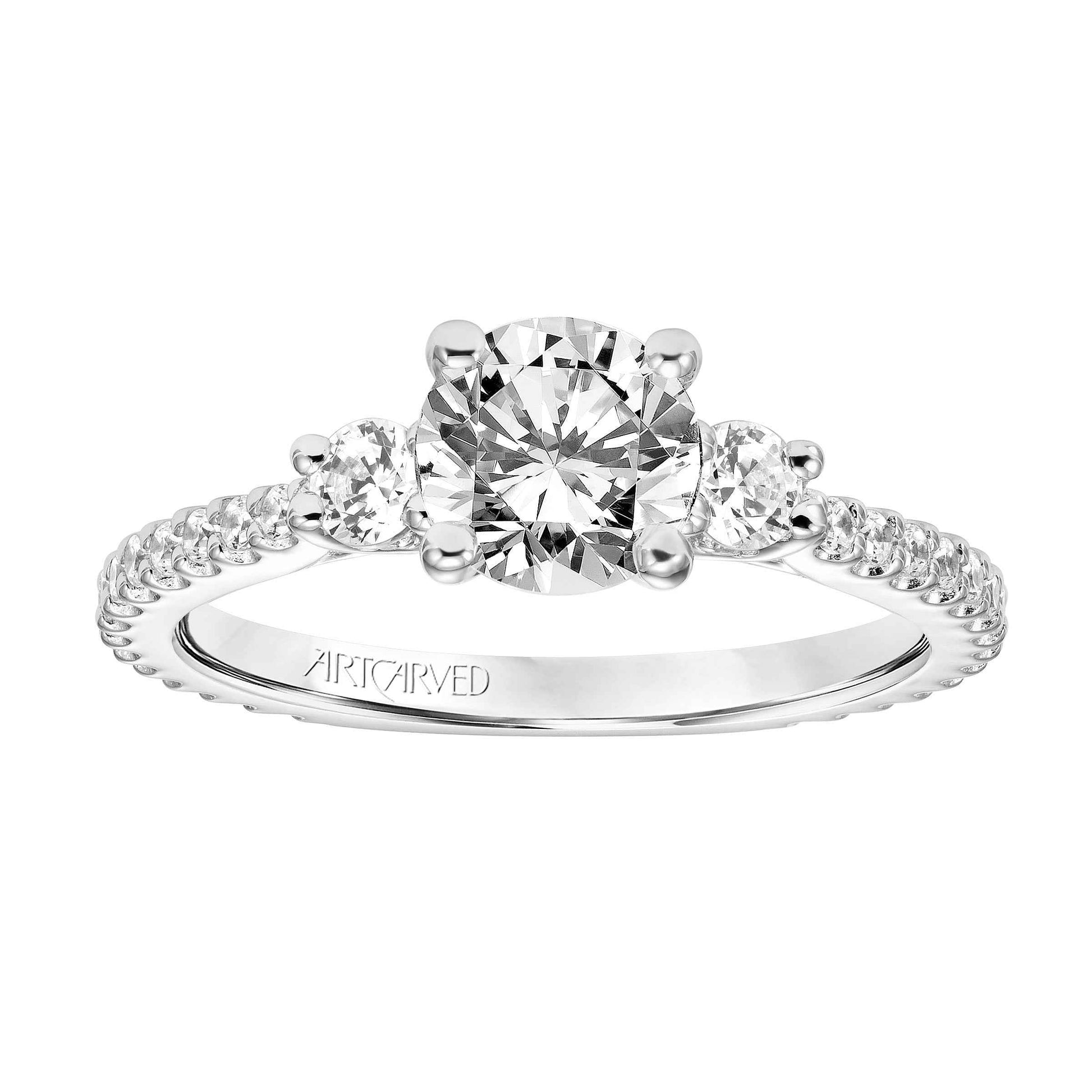 ArtCarved Classic 1/2 ct. tw. 2-Stone Accent Diamond Semi-Mount Engagement Ring in 14K White Gold