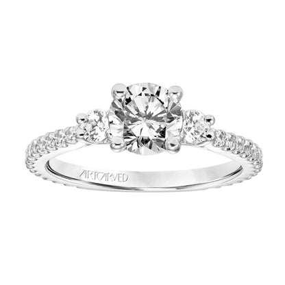 ArtCarved Classic 1/2 ct. tw. 2-Stone Accent Diamond Semi-Mount Engagement Ring in 14K White Gold