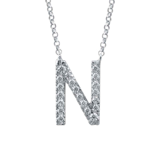 1/10 ct. tw. Diamond Letter N 10mm Pendant in 10K White Gold