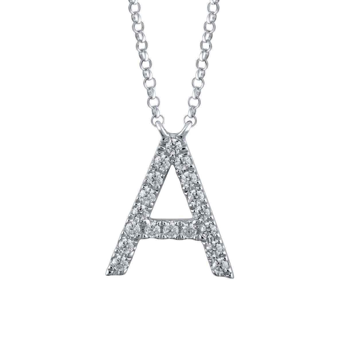 1/10 ct. tw. Diamond Letter A 10mm Pendant in 10K White Gold