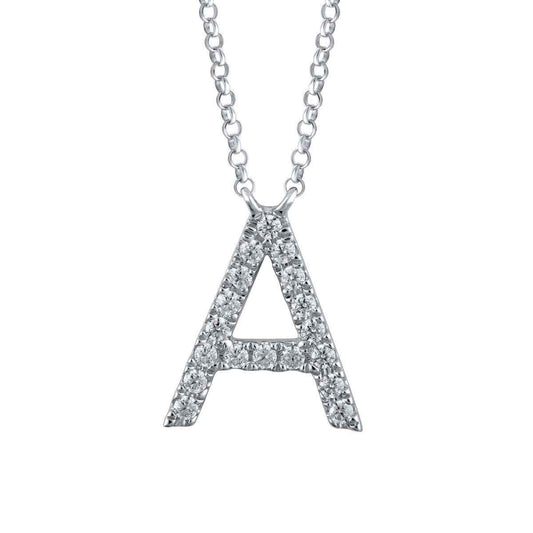 1/10 ct. tw. Diamond Letter A 10mm Pendant in 10K White Gold