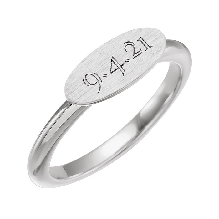 Oval Signet Ring in Sterling Silver close-up detail