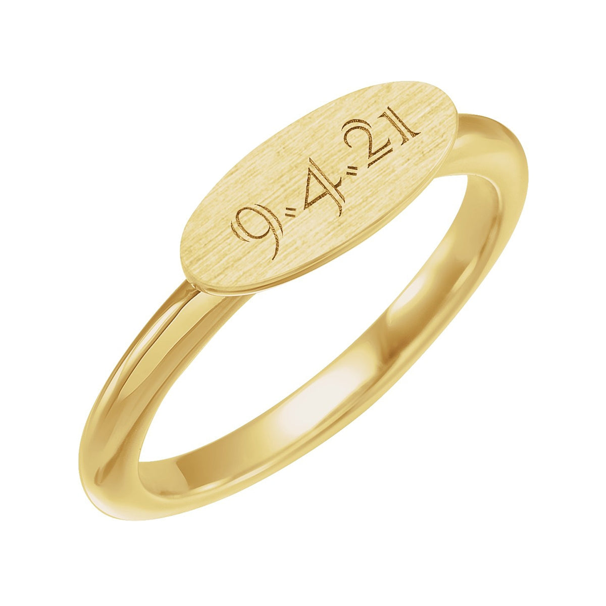 Oval Signet Ring in 14K Yellow Gold close-up detail