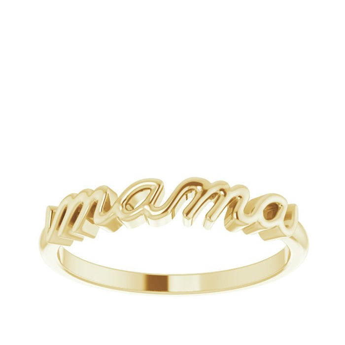 Mama Script Ring in 14K Yellow Gold