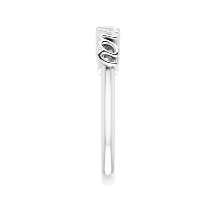 Mama Script Ring in Sterling Silver front view