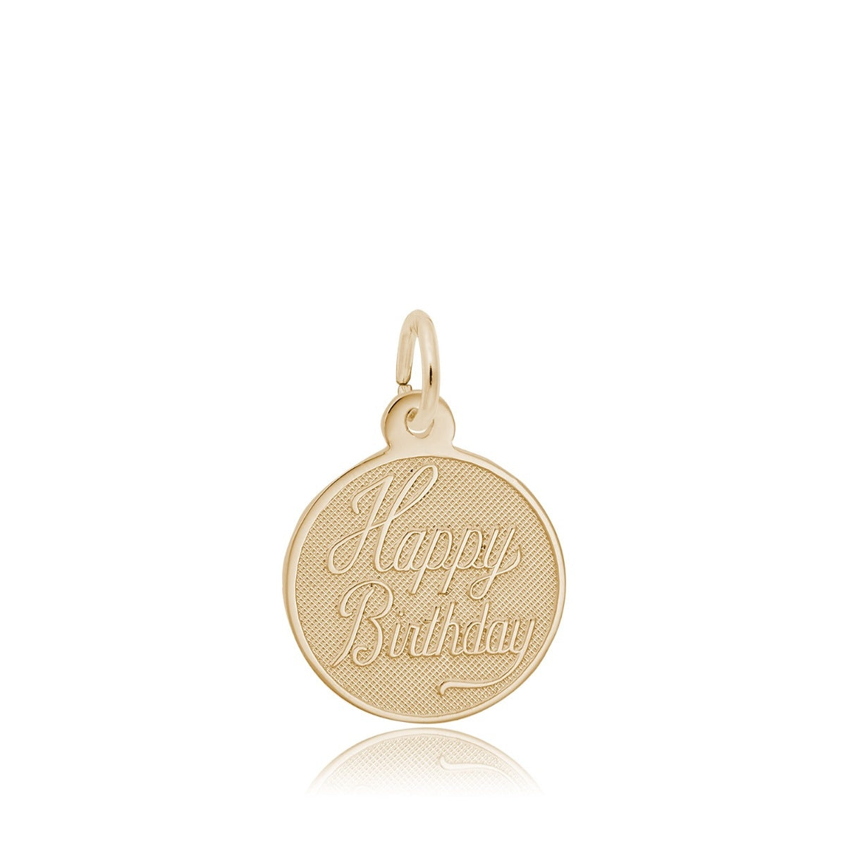 Small Happy Birthday Disc Charm in 14K Yellow Gold