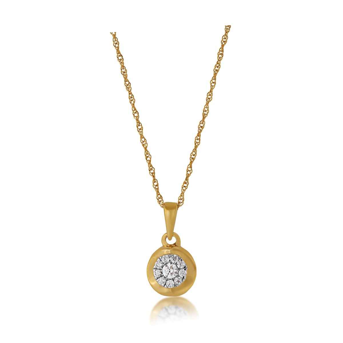 Fairytale Diamonds 1/7 ct. tw. Cluster Halo Pendant in 10K Yellow Gold