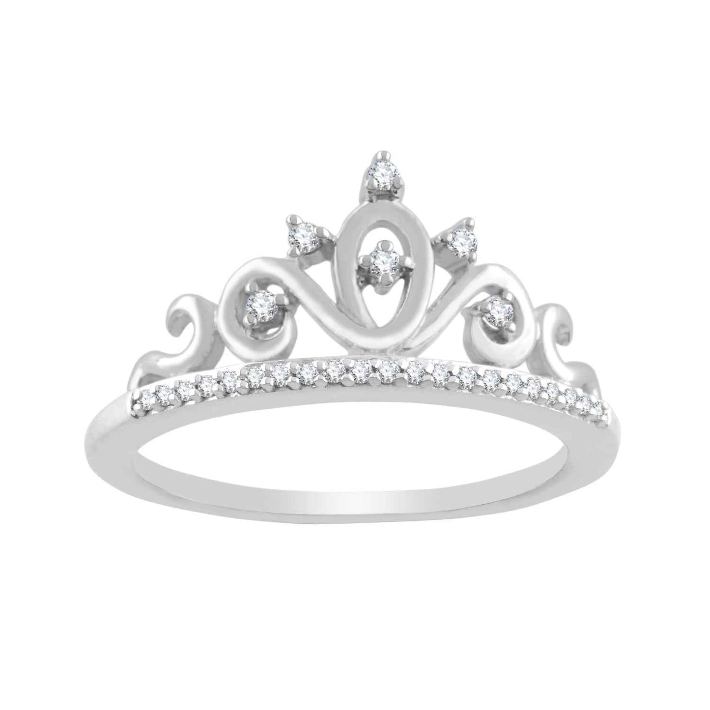 1/10 ct. tw. Diamond Princess Tiara Ring in Sterling Silver