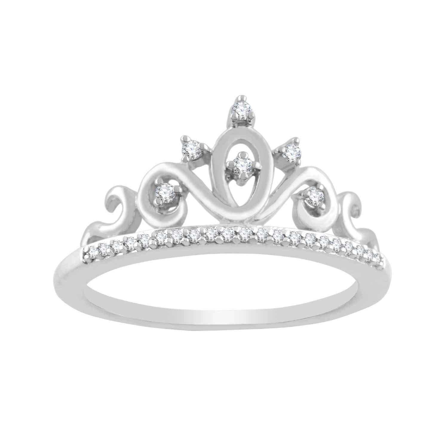 1/10 ct. tw. Diamond Princess Tiara Ring in Sterling Silver