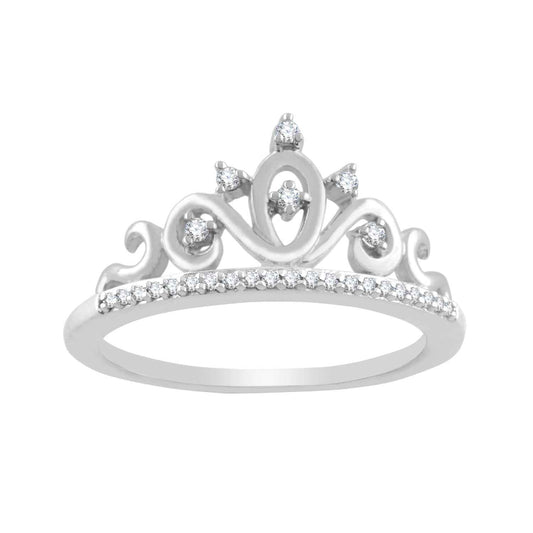 1/10 ct. tw. Diamond Princess Tiara Ring in Sterling Silver