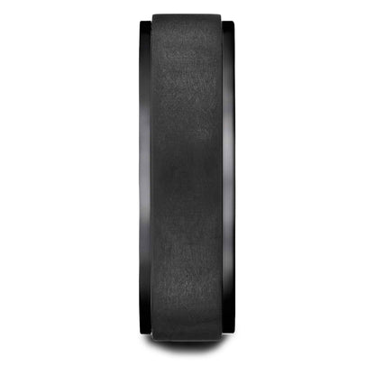 BENCHMARK Mens 7MM Brushed Finished Black Titanium Wedding Band close-up detail