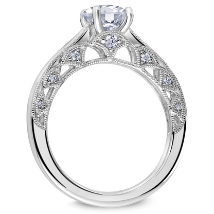 Scott Kay Heavens Gates 1/7 ct. tw. Diamond Semi-Mount Engagement Ring with Smooth Band and Outer Diamond close-up detail