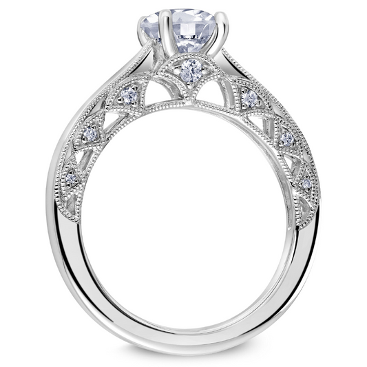 Scott Kay Heavens Gates 1/7 ct. tw. Diamond Semi-Mount Engagement Ring with Smooth Band and Outer Diamond close-up detail
