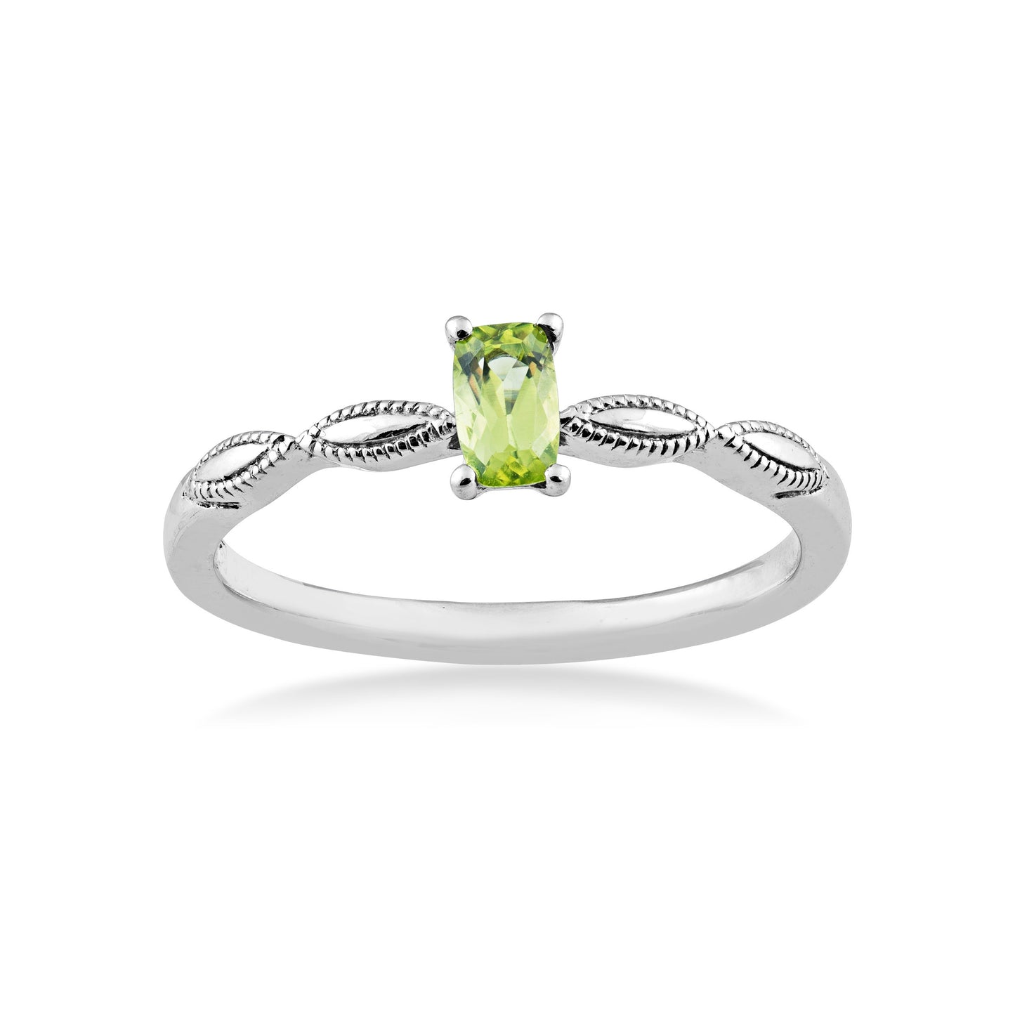Peridot Cushion Cut Stackable Fashion Ring in Sterling Silver