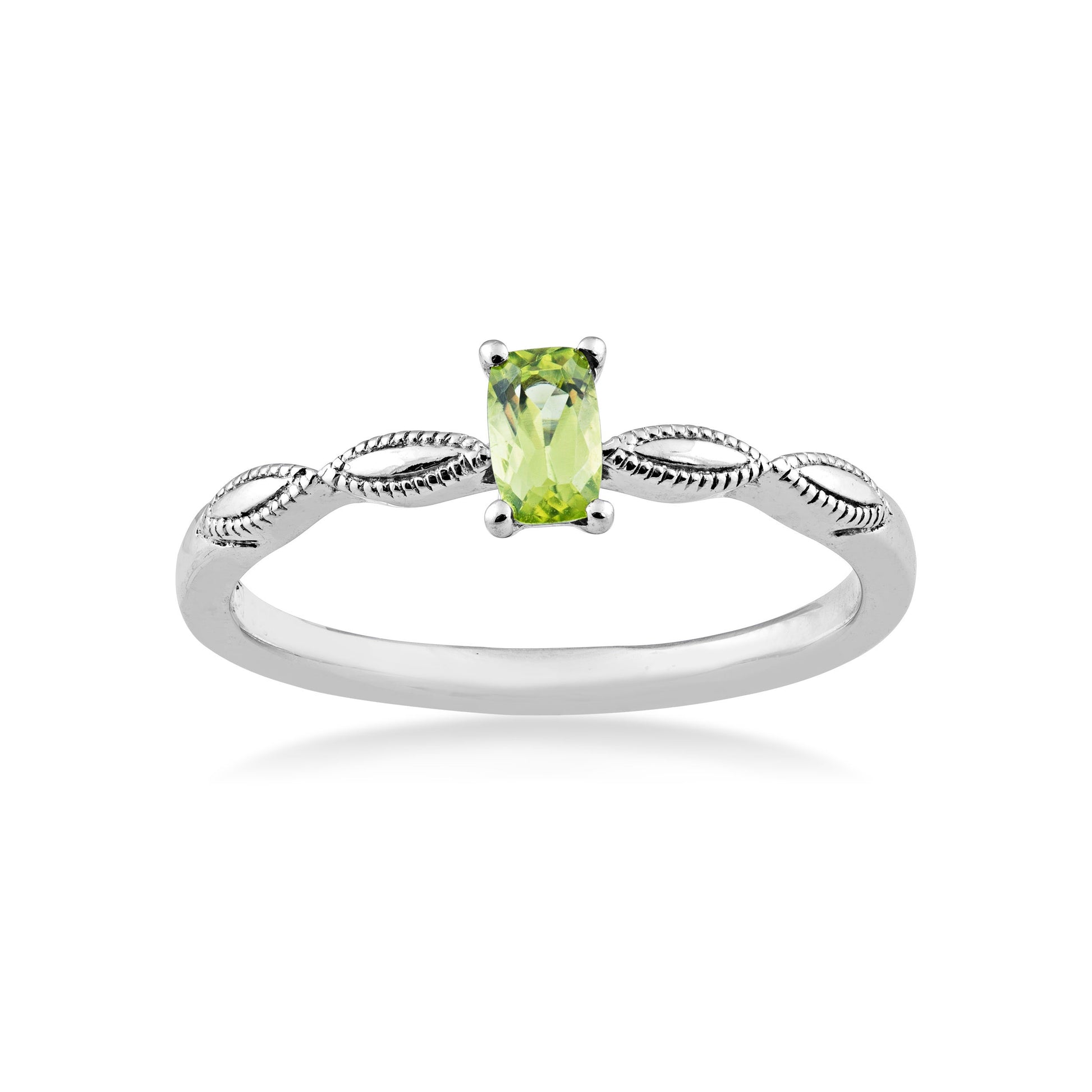 Peridot Cushion Cut Stackable Fashion Ring in Sterling Silver