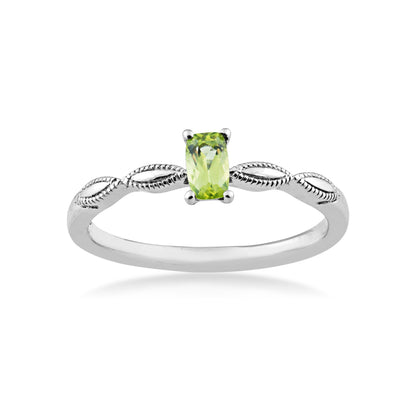 Peridot Cushion Cut Stackable Fashion Ring in Sterling Silver