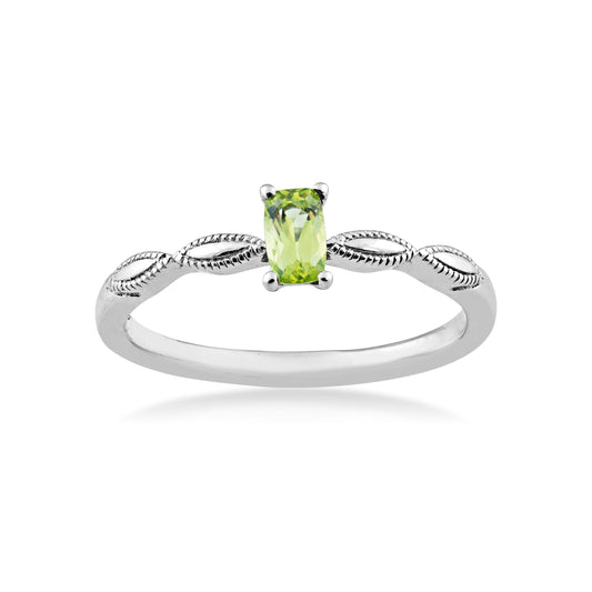 Peridot Cushion Cut Stackable Fashion Ring in Sterling Silver