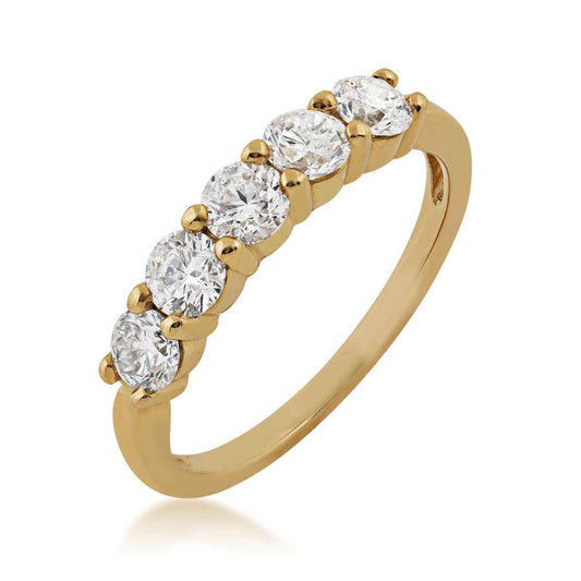 1 ct. tw. Round Diamond 5-Stone Prong Band in 14K Yellow Gold front view