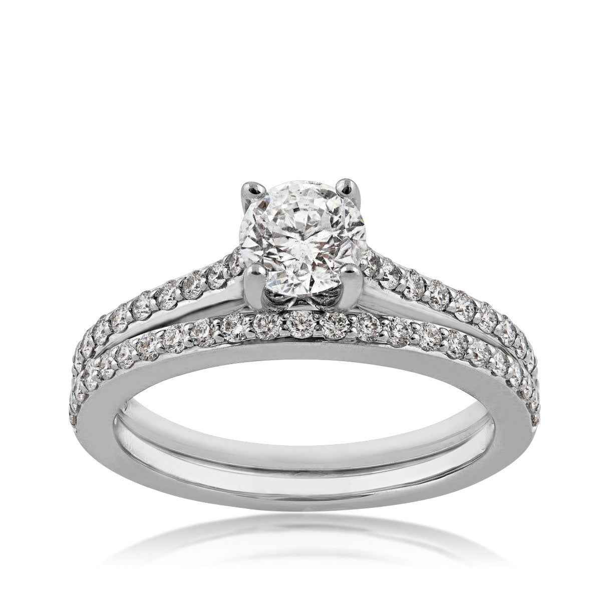 Noventa 1-1/4 ct. tw. Round Diamond Wedding Set in 14K White Gold