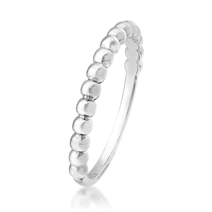 Perfect Match Beaded Stackable Fashion Ring in 10 K White Gold front view