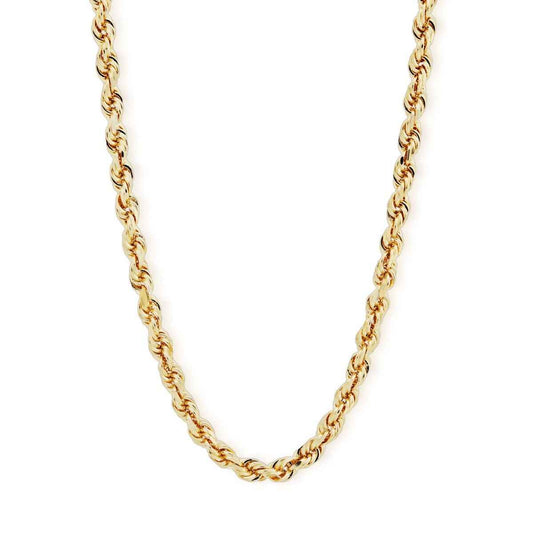 5.4mm 24-inch Solid Diamond Cut Rope Chain in 10K Yellow Gold