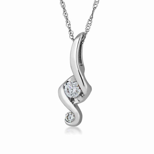 Juno Lucina 1/5 ct. tw. 2 Stone Diamond Pendant in 14K White Gold