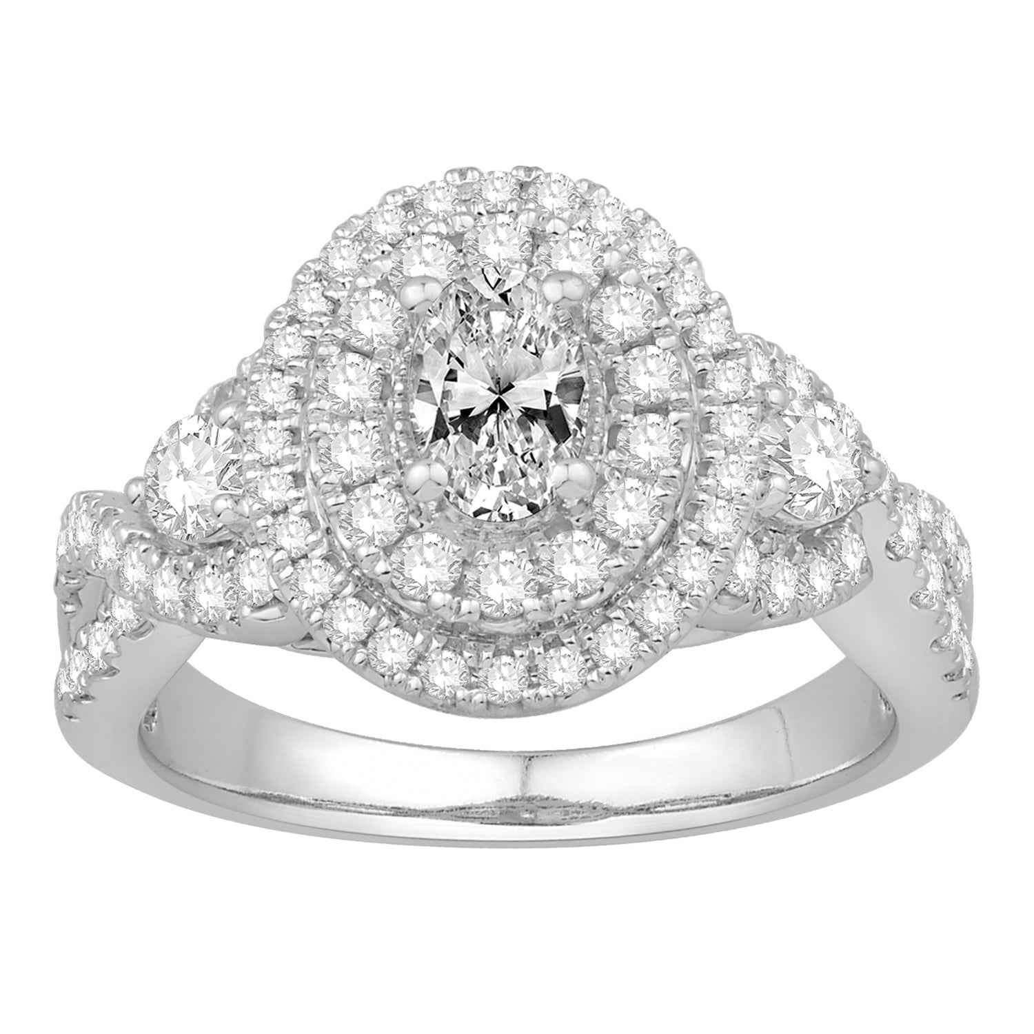 Amaura Collection 1/2 ct. Oval Diamond and 9/10 ct. Double Halo Engagement Ring in 14K White Gold