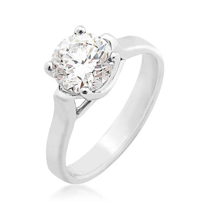 1-1/2 ct. tw. AAA Quality Round Brilliant Solitaire Engagement Ring in 14K White Gold front view