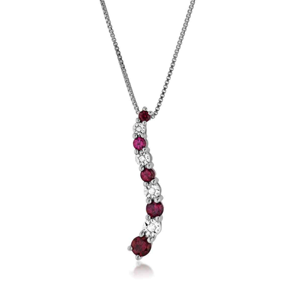 Journey Collection Ruby and .02 ct. tw. Diamond Pendant in 10K White Gold