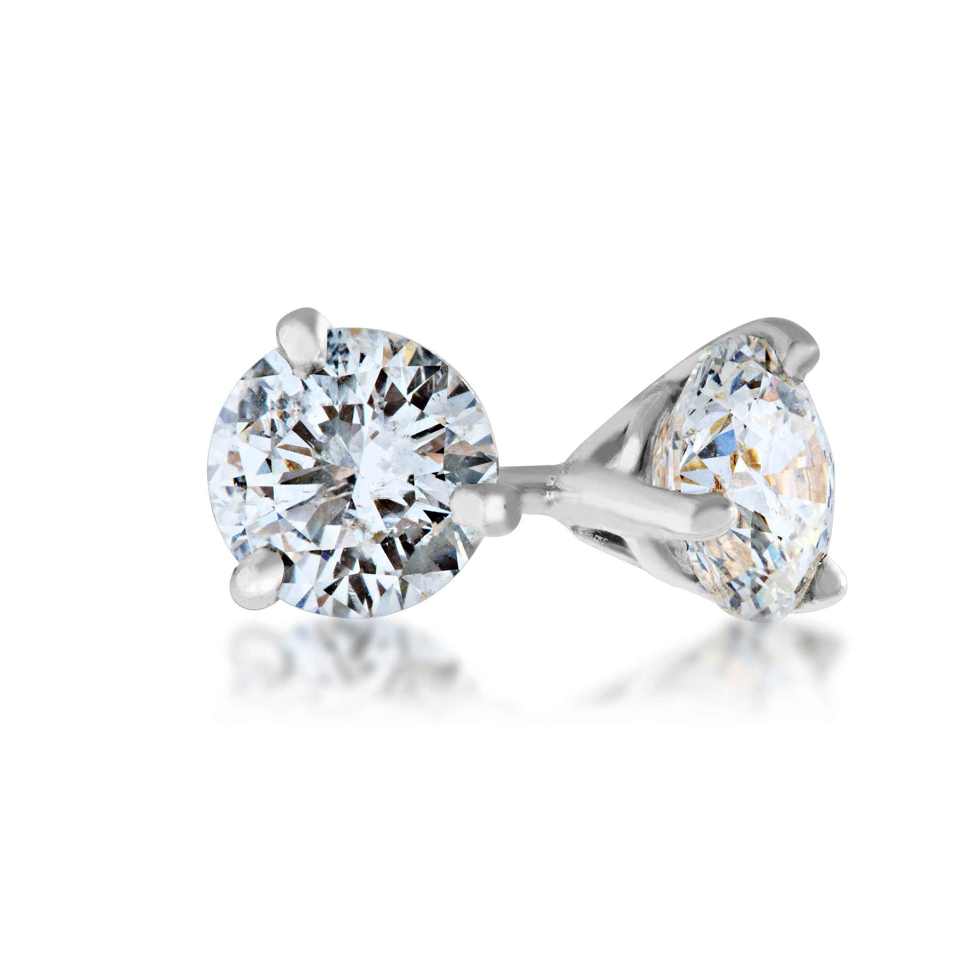Adamante 2 ct. tw. Lab-Grown Round Brilliant Diamond Solitaire Earrings with Martini Setting in 14K White Gold