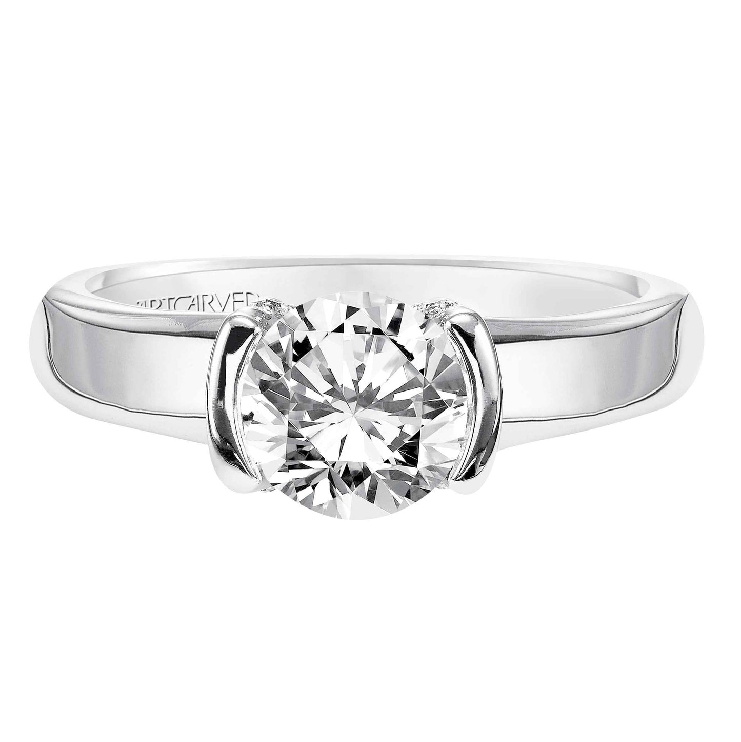 ArtCarved Contemporary .05 ct. tw. Diamond 'V' Accent Semi-Mount Engagement Ring in 14K White Gold side profile