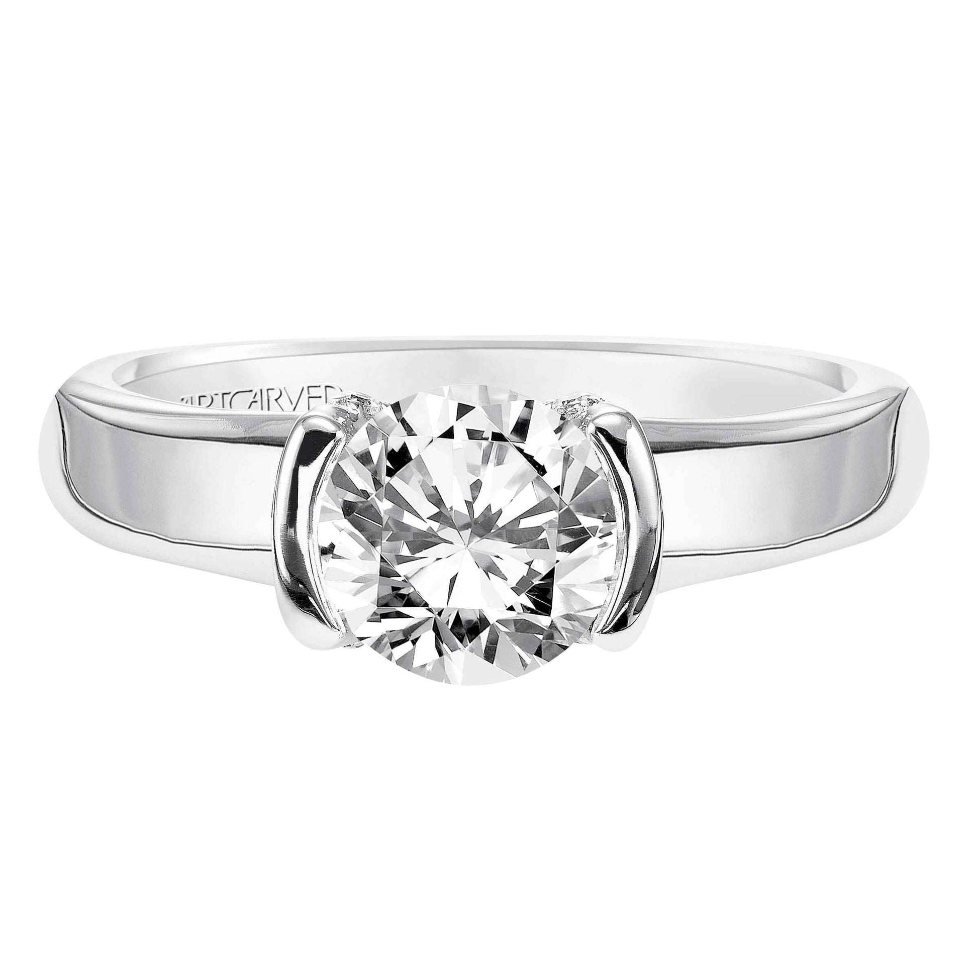 ArtCarved Contemporary .05 ct. tw. Diamond 'V' Accent Semi-Mount Engagement Ring in 14K White Gold side profile