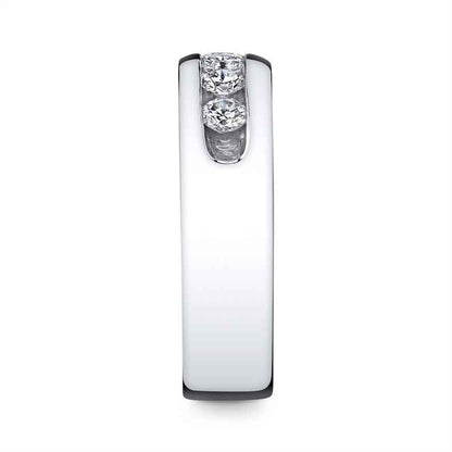 MFIT Men's 1 ct. tw. Channel-Set Diamond Wedding Band in 10K White Gold side profile