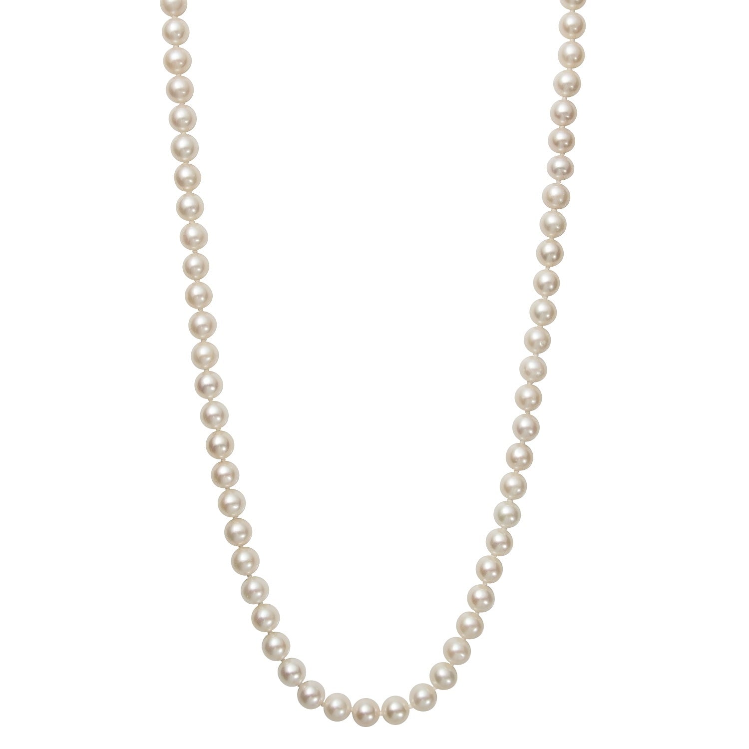 18-inch White Freshwater 6-7MM Pearl Strand Necklace in 14K Yellow Gold