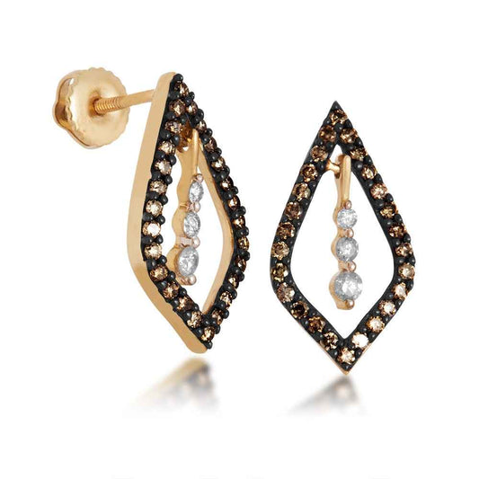 Mocha and White Diamond Earrings