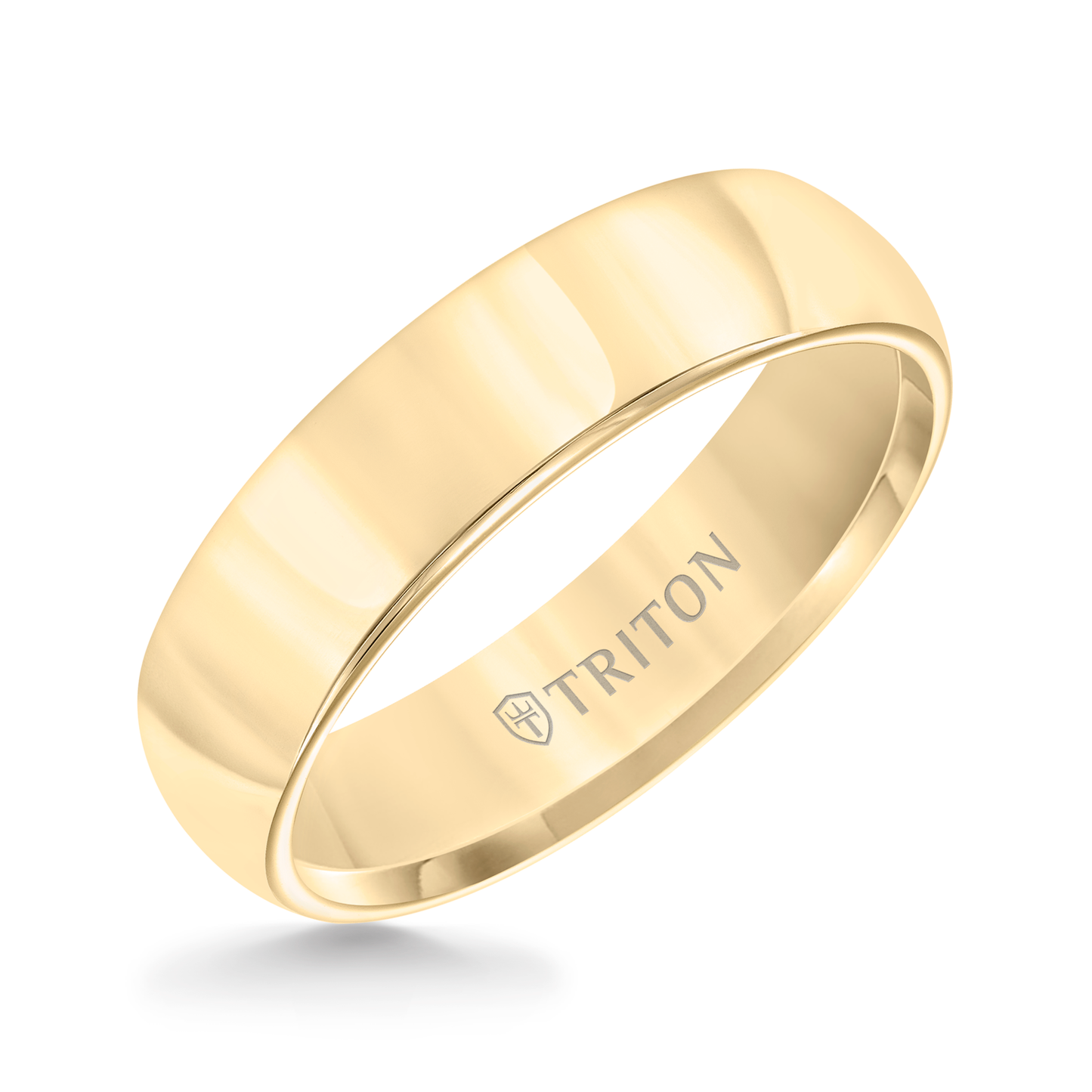 Triton Men's 6MM Yellow Tungsten Wedding Band Domed with Polish Finish front view