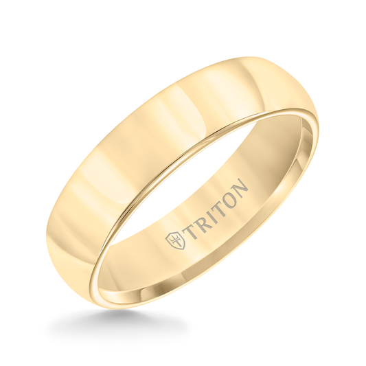 Triton Men's 6MM Yellow Tungsten Wedding Band Domed with Polish Finish front view