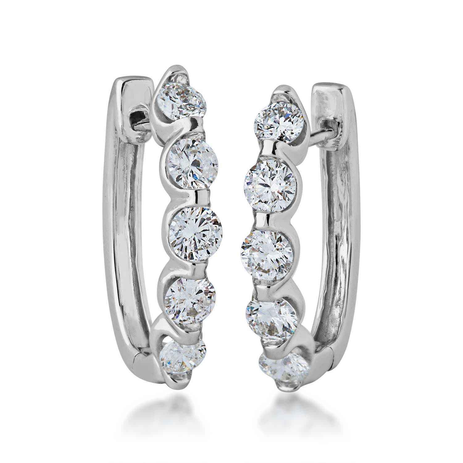 2 ct. tw. Round Brilliant Individual Channel-Set Diamond Hoop Earrings in 14K White Gold