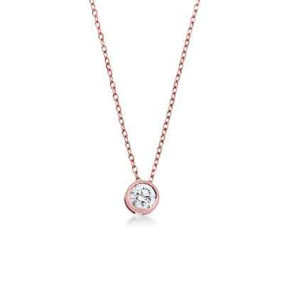 1/2 ct. tw. Round Sliding Bezel Set Diamond Pendant in 14K Pink Gold
