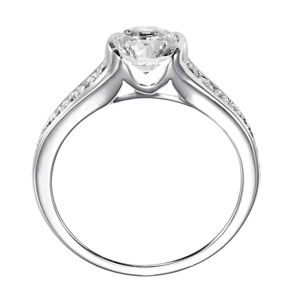 ArtCarved Contemporary 1/3 ct. tw. Round Diamond Semi-Mount Engagement Ring with Tapered Band in 14K White close-up detail