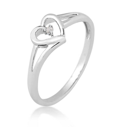 1/100 ct. tw. Diamond Heart Promise Ring in Sterling Silver close-up detail