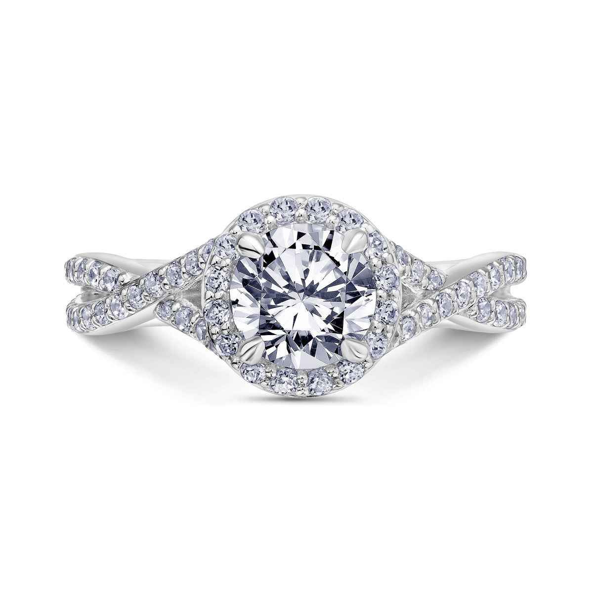 Scott Kay Namaste 1/2 ct. tw. Diamond Semi-Mount Engagement Ring with Crisscross Band Design in 14K White Gold front view