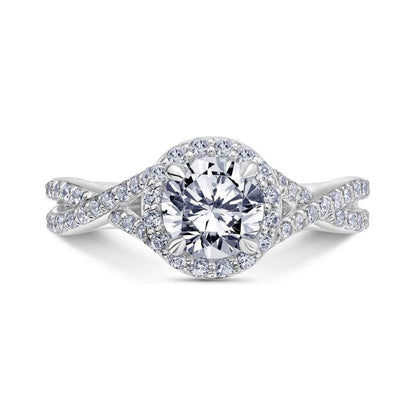 Scott Kay Namaste 1/2 ct. tw. Diamond Semi-Mount Engagement Ring with Crisscross Band Design in 14K White Gold front view