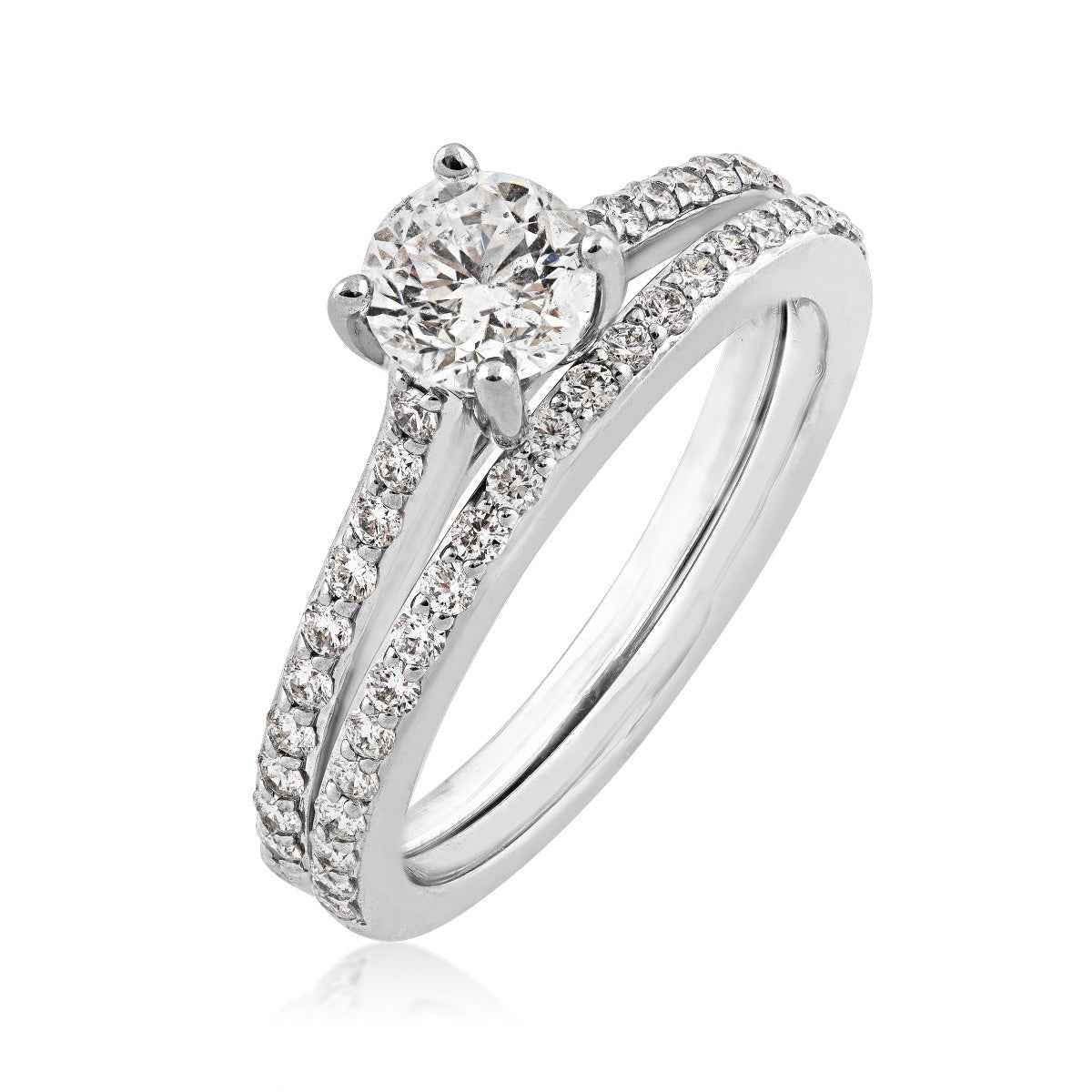 Noventa 1-1/4 ct. tw. Round Diamond Wedding Set in 14K White Gold front view