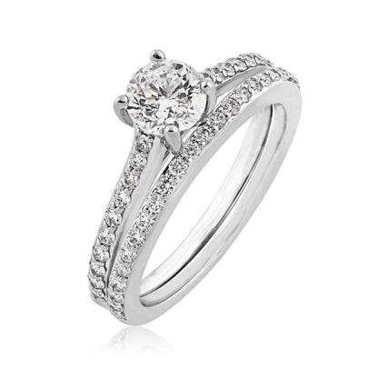 Noventa 1-1/4 ct. tw. Round Diamond Wedding Set in 14K White Gold front view