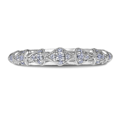 Scott Kay Heaven's Gate 1/5 ct. tw. Diamond Cluster Wedding Band with Milgrain Border Design in 14K White Gold front view