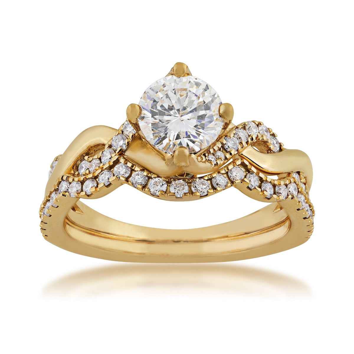 Noventa 1-1/2 ct. tw. Round Brilliant Diamond Twist Wedding Set in 14K Yellow Gold