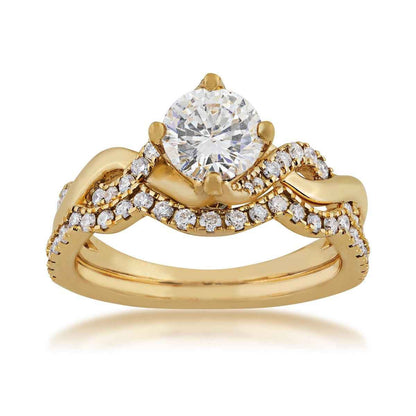 Noventa 1-1/2 ct. tw. Round Brilliant Diamond Twist Wedding Set in 14K Yellow Gold