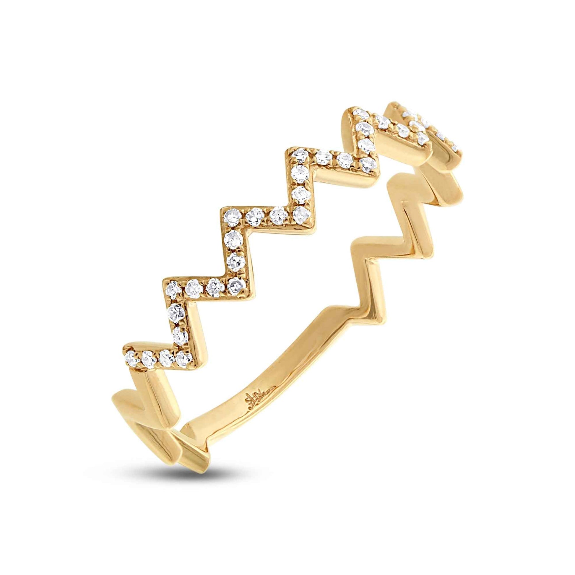 1/10 ct. tw. Diamond Zig-Zag Stackable Fashion Ring in 14K Yellow Gold