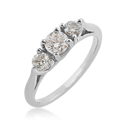 3/4 ct. tw. Round Brilliant 3-Stone Diamond Anniversary Ring in 14K White Gold front view